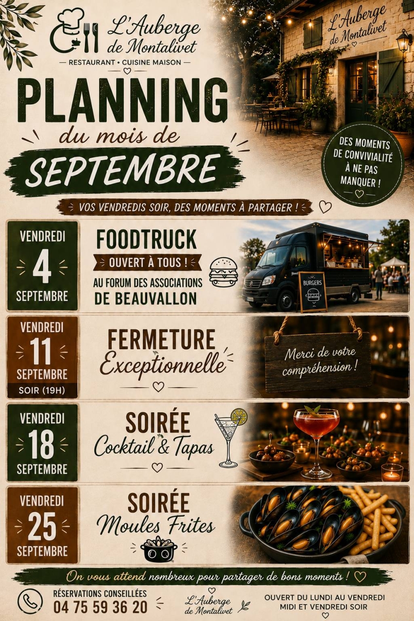 Auberge De Montalivet - Restaurant Montmeyran - Restaurant Livron sur Drome