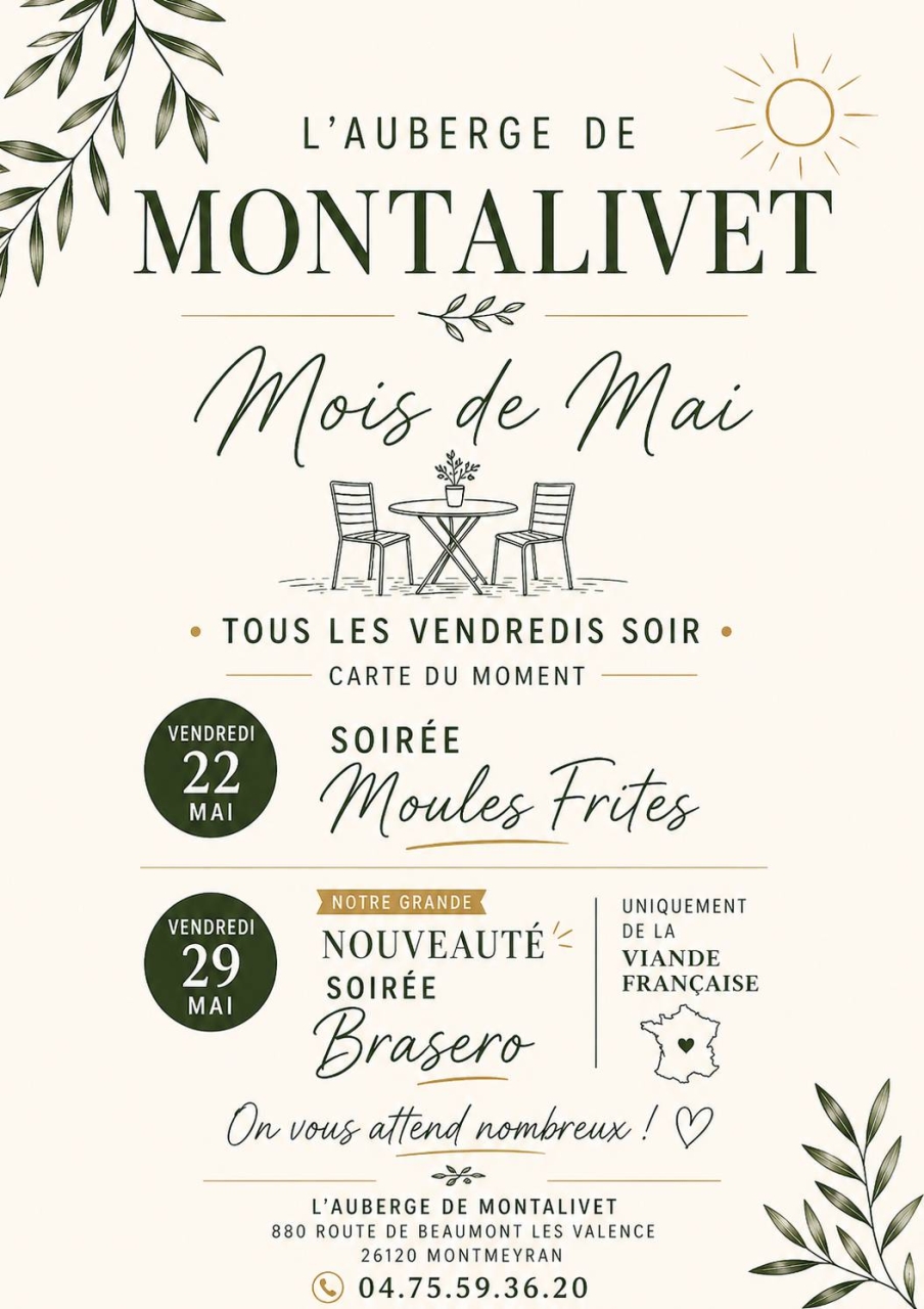 Auberge De Montalivet - Restaurant Montmeyran - Restaurant Etoile sur Rhone