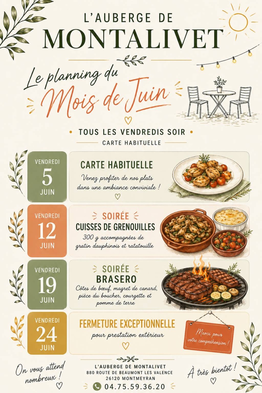 Auberge De Montalivet - Restaurant Montmeyran - restaurant sympa MONTMEYRAN