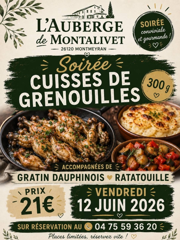 evenements - Auberge De Montalivet - Restaurant Montmeyran - Restaurant livron sur Drome - restaurant sympa MONTMEYRAN